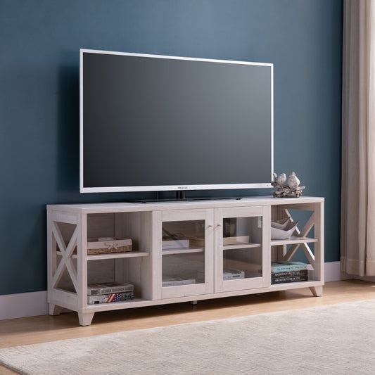 60" Oak Wood Enclosed and Open Storage TV Stand