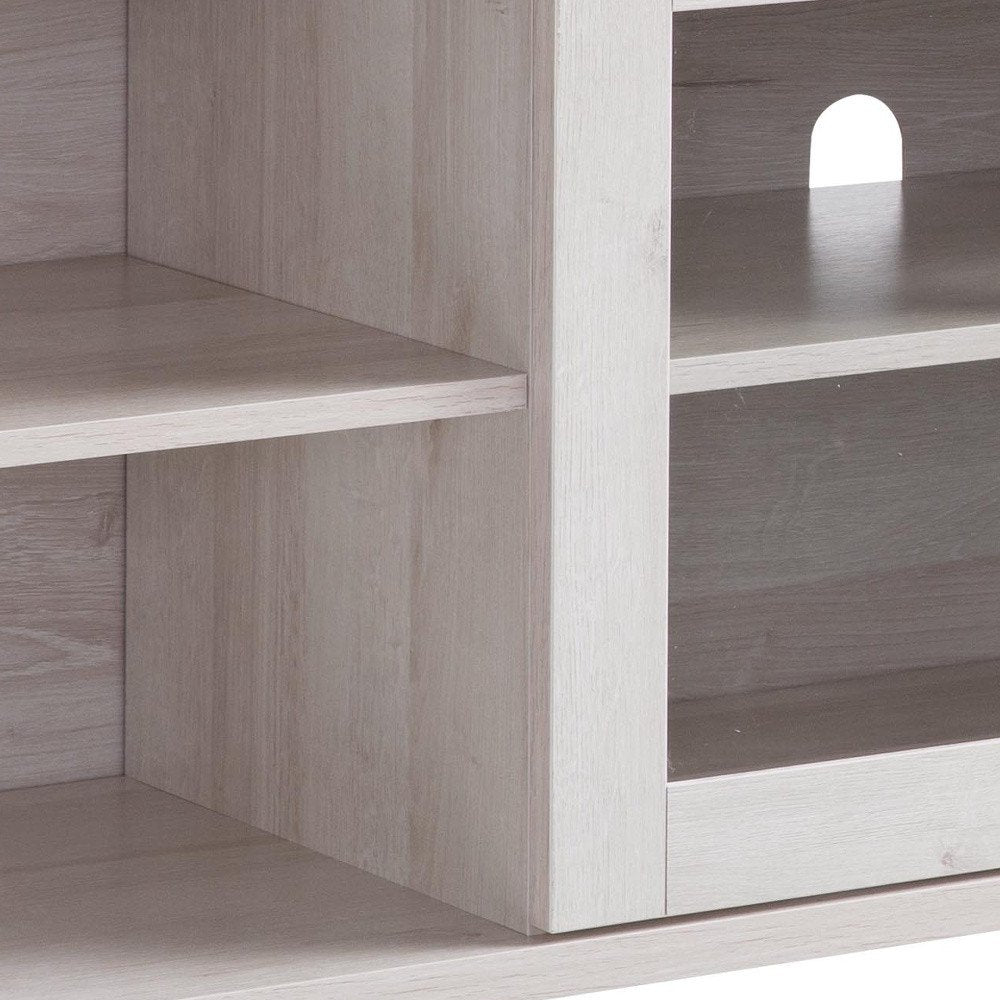 60" Oak Wood Enclosed and Open Storage TV Stand