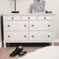 62" White Solid Wood Seven Drawer Double Dresser
