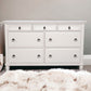 62" White Solid Wood Seven Drawer Double Dresser