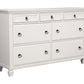 62" White Solid Wood Seven Drawer Double Dresser