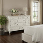 62" White Solid Wood Six Drawer Double Dresser