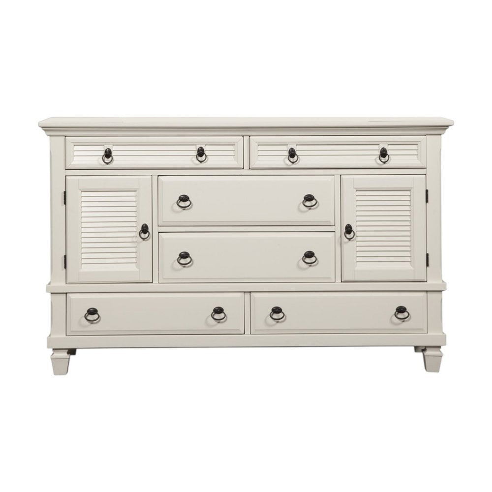 62" White Solid Wood Six Drawer Double Dresser