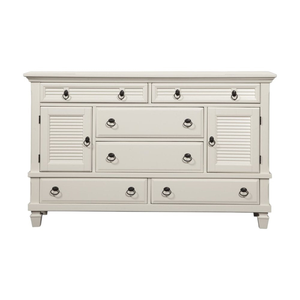 62" White Solid Wood Six Drawer Double Dresser