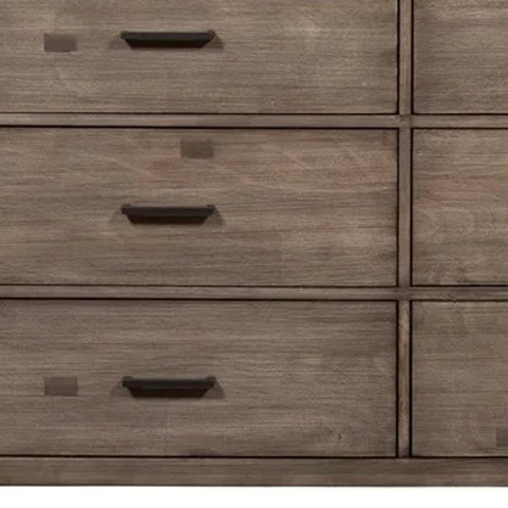 60" Gray Solid Wood Six Drawer Double Dresser