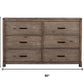 60" Gray Solid Wood Six Drawer Double Dresser