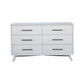 56" White Solid Wood Six Drawer Double Dresser