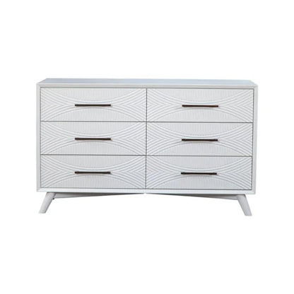 56" White Solid Wood Six Drawer Double Dresser