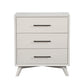 34" White Carved Geometric Solid Wood Three Drawer Dresser