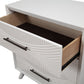 34" White Carved Geometric Solid Wood Three Drawer Dresser