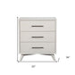 34" White Carved Geometric Solid Wood Three Drawer Dresser