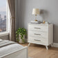34" White Carved Geometric Solid Wood Three Drawer Dresser