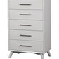 34" White Carved Geometric Solid Wood Five Drawer Dresser