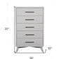 34" White Carved Geometric Solid Wood Five Drawer Dresser