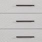 34" White Carved Geometric Solid Wood Five Drawer Dresser