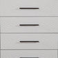 34" White Carved Geometric Solid Wood Five Drawer Dresser