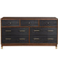37" Brown And Black Solid Wood Three Drawer Dresser