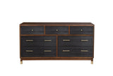 37" Brown And Black Solid Wood Three Drawer Dresser