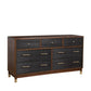 37" Brown And Black Solid Wood Three Drawer Dresser