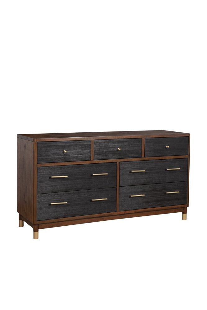 37" Brown And Black Solid Wood Three Drawer Dresser