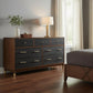 37" Brown And Black Solid Wood Three Drawer Dresser