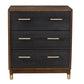 37" Brown And Black Solid Wood Three Drawer Dresser