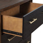 37" Brown And Black Solid Wood Three Drawer Dresser
