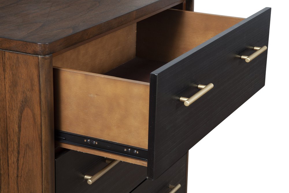 37" Brown And Black Solid Wood Three Drawer Dresser