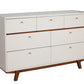36" Brown And White Solid Wood Three Drawer Dresser