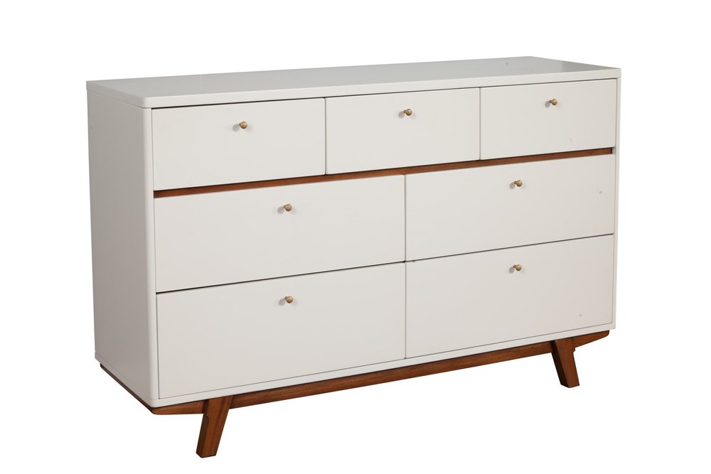 36" Brown And White Solid Wood Three Drawer Dresser