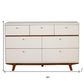 56" Brown and White Solid Wood Seven Drawer Double Dresser