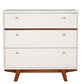 36" Brown And White Solid Wood Three Drawer Dresser