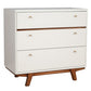 36" Brown And White Solid Wood Three Drawer Dresser