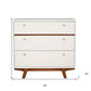 36" Brown And White Solid Wood Three Drawer Dresser