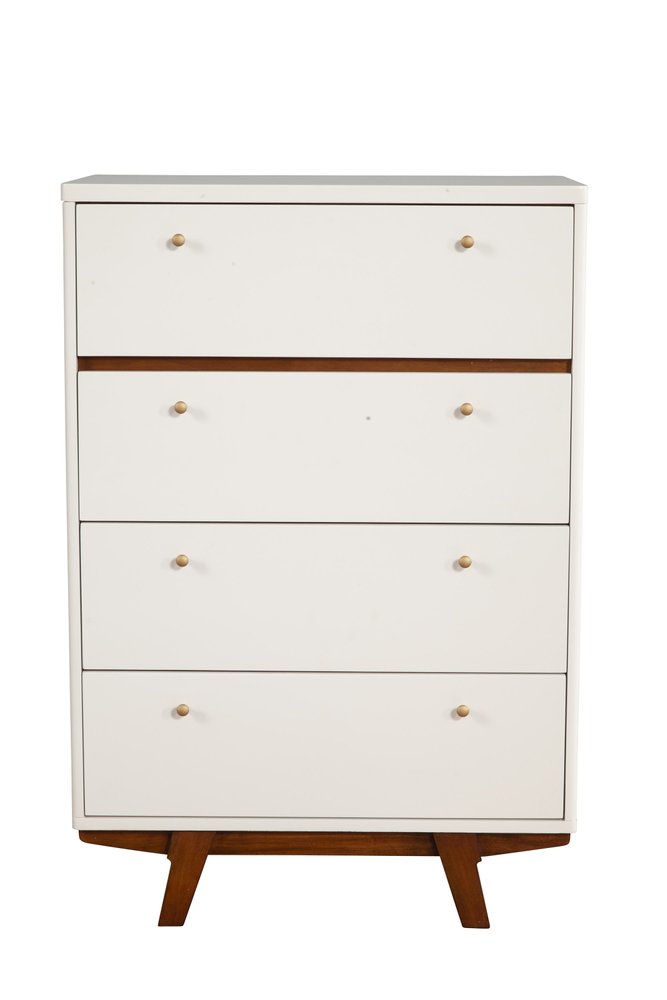 56" Brown and White Solid Wood Seven Drawer Double Dresser