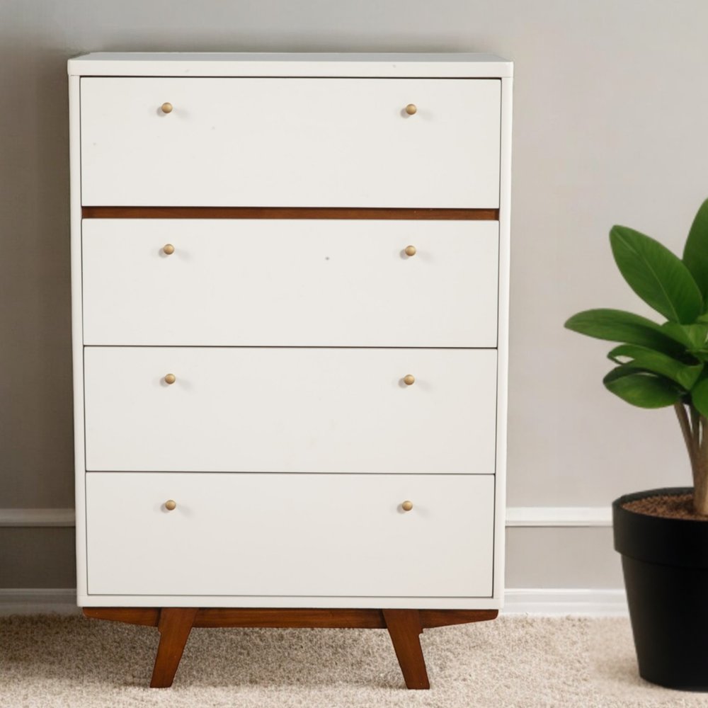 56" Brown and White Solid Wood Seven Drawer Double Dresser