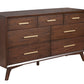 60" Walnut Solid Wood Seven Drawer Double Dresser