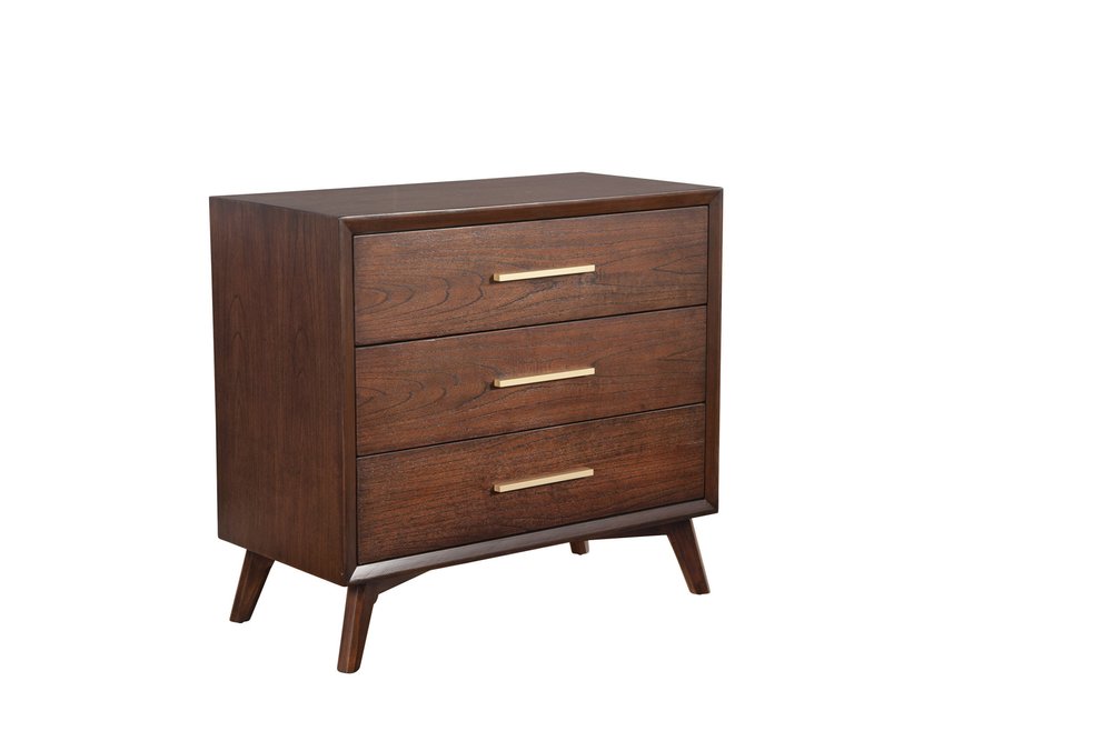 36" Brown Solid Wood Three Drawer Dresser