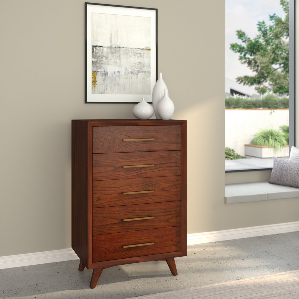 60" Walnut Solid Wood Seven Drawer Double Dresser