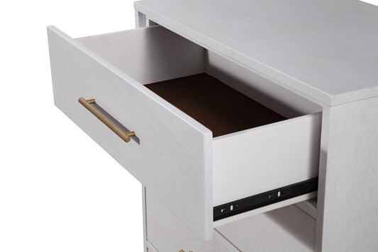 30" White Solid Wood Five Drawer Dresser