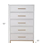 30" White Solid Wood Five Drawer Dresser