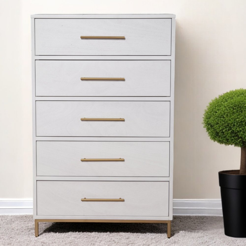 36" White Solid Wood Three Drawer Chest