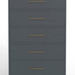 33" Gray Solid Wood Five Drawer Dresser