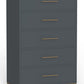 33" Gray Solid Wood Five Drawer Dresser