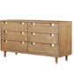 60" Brown Solid Wood Six Drawer Double Dresser