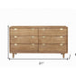 60" Brown Solid Wood Six Drawer Double Dresser