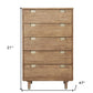 33" Brown Solid Wood Five Drawer Dresser