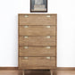 33" Brown Solid Wood Five Drawer Dresser