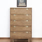 33" Brown Solid Wood Five Drawer Dresser