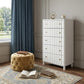 28" White Solid Wood Five Drawer Dresser